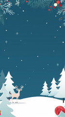Snowy winter landscape with several Christmas trees,Generated By Ai