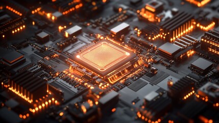 Fototapeta premium A computer chip with a glowing center