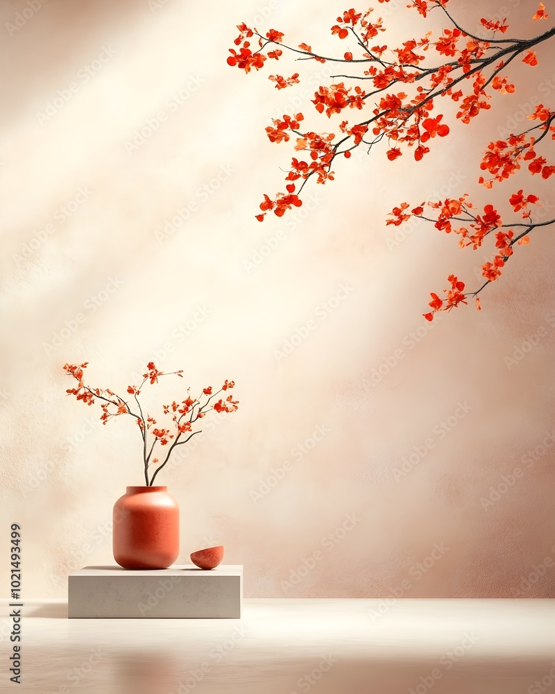 Poster pristine product photography studio setting with a clean empty interior and a central podium display