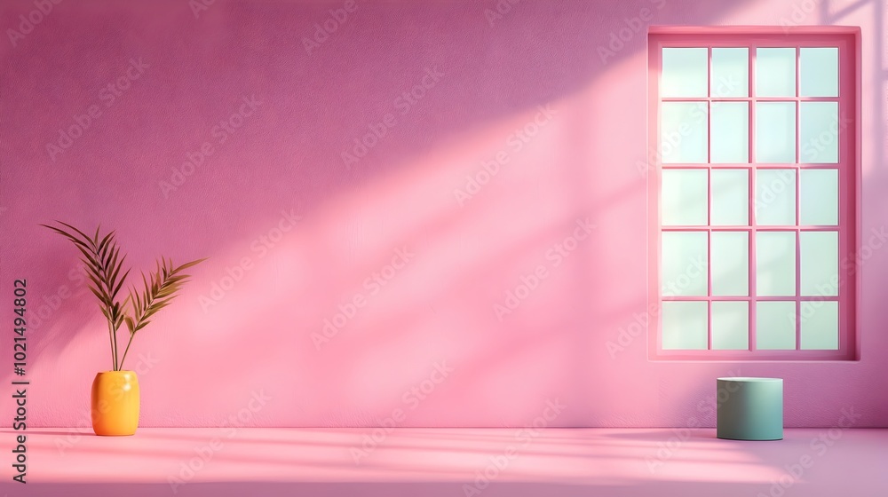 Aufkleber minimalist 3d studio room setting with plum colored backdrop empty floor and wall and a product podi