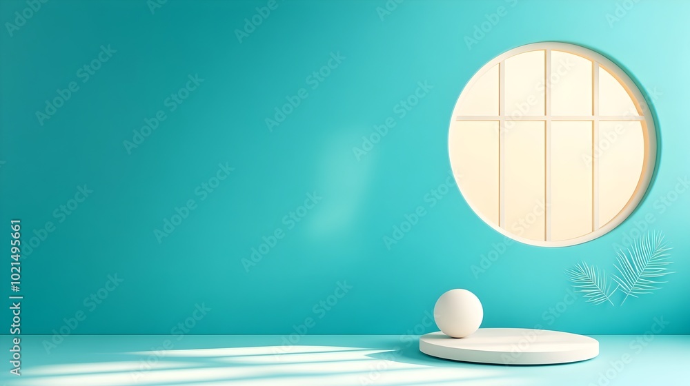Poster serene 3d studio room with a blue background empty floor and wall and a minimalist product podium sh