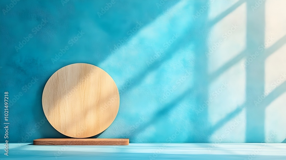 Aufkleber minimalist 3d studio room with a cobalt blue background empty floor and wall product podium shadow o