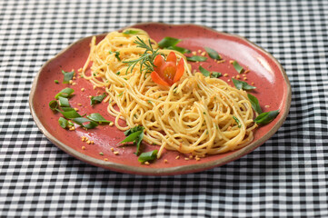 tasty pasta dish italian food garlic and oil spaghetti and penny tagliatelle creamy sauce