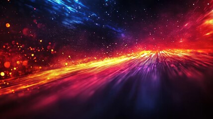 Obraz premium Cosmic Highway Abstract Background with Vibrant Speed Lines, Starry Sky, and Nebula, 3D Rendering