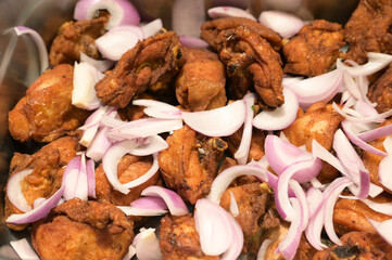 fried chicken seasoned with onion tasty healthy food