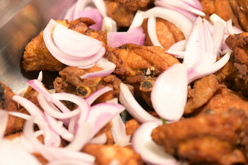 fried chicken seasoned with onion tasty healthy food
