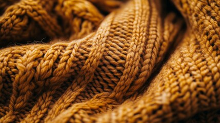 Close-up of Cozy Brown Knitted Fabric Texture

