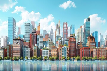 Fototapeta premium Cityscape Skyline View of Modern Buildings
