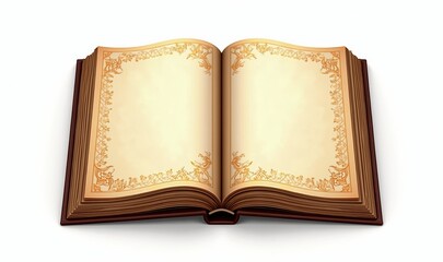 Fototapeta premium An elegant open book with blank pages and decorative borders, perfect for showcasing creativity, storytelling, or education.