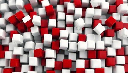 3D Cubes in Blurred Space with Red and White Hues