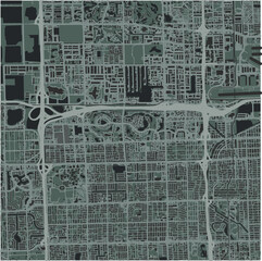 Map of Fountainebleau in Florida in a smooth dark style. Contains layered vector with roads water, parks, etc.