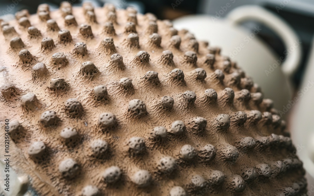 Poster spiky texture. closeup of a textured surface with small bumps, creating a unique tactile experience.