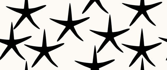 Vector flat illustration. Seamless sea shells. In cartoon style. Cute print in holiday concept. Ideal for gift wrapping, posters, covers, screensavers, textile decor, etc.