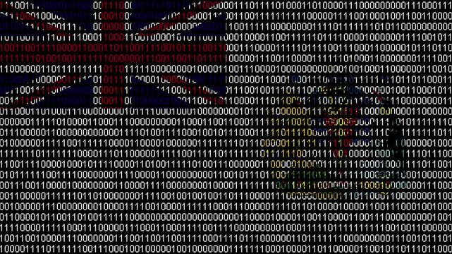 Binary code on flag of British Antarctic Territory. Program source code or Hacker concept on British Antarctic Territory flag. 