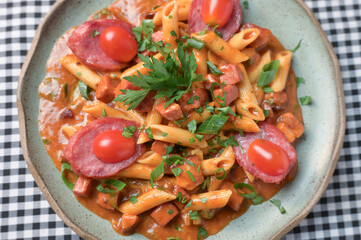 tasty pasta dish italian food garlic and oil spaghetti and penny tagliatelle creamy sauce
