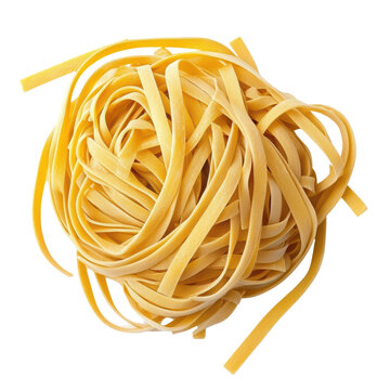 Italian food linguine pasta raw uncooked isolated on white, transparent