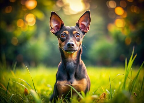 Playful xolo dog sitting on grass with bright eyes and a curious expression enjoying the outdoors