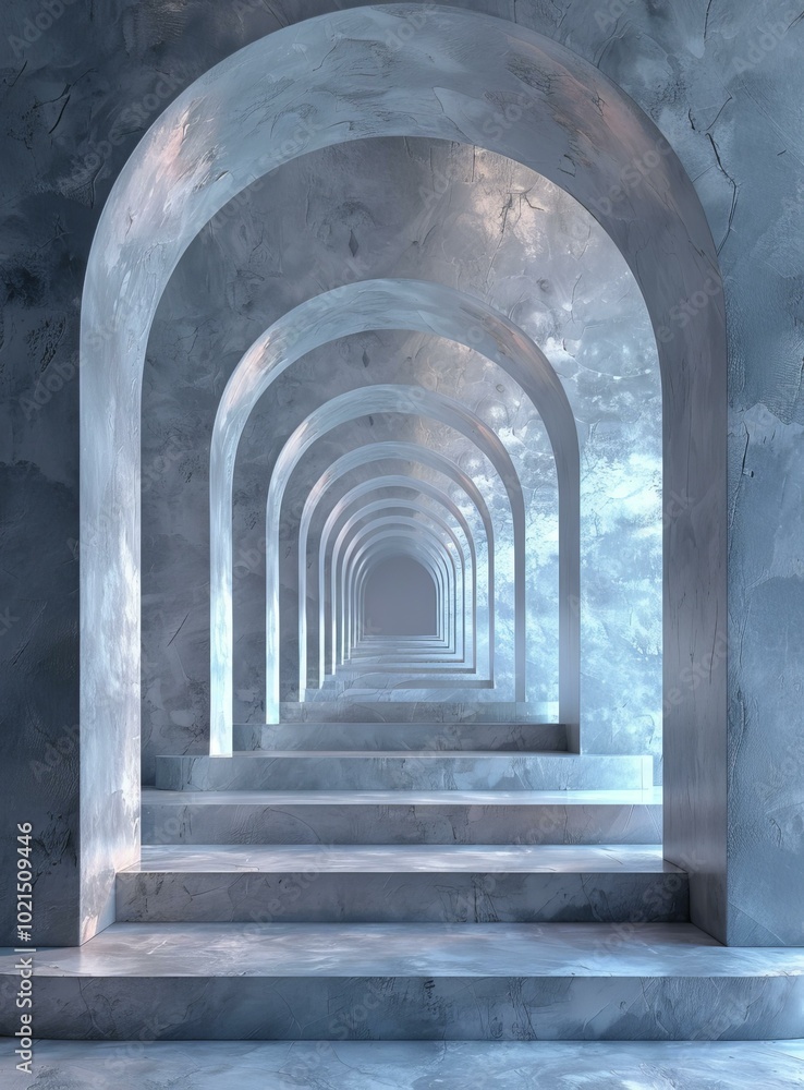 Canvas Prints Abstract Architecture Corridor with Arches