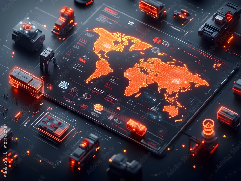 Poster interconnected supply chain logistics powered by ai driven holographic visualization of cargo moveme