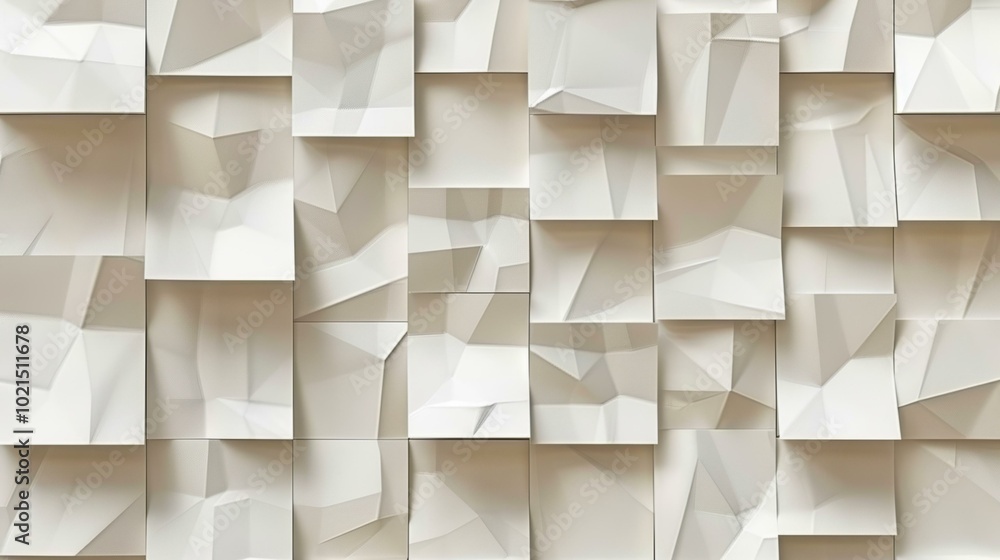 Poster 3d rendering of a white geometric pattern