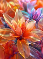 3D rendering of a flower with vibrant colors