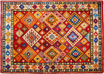 Vibrant Moroccan style rug featuring geometric patterns and rich colors, perfect for adding warmth and character to any space. Its intricate design showcases blend of traditional artistry and modern
