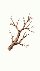 Fototapeta premium A detailed illustration of a dry tree branch, perfect for nature themed projects, eco friendly designs, and artistic compositions.