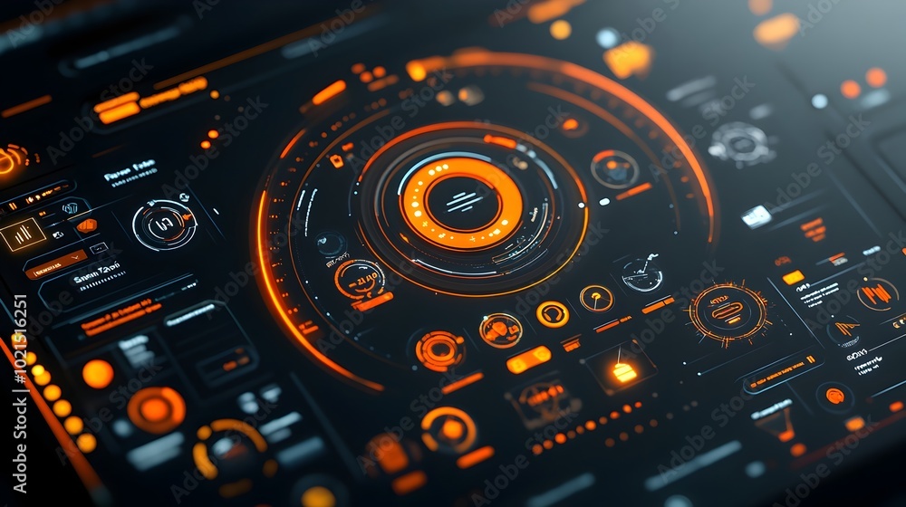 Poster innovative and sleek futuristic digital data display with seamless holographic user interface and dy