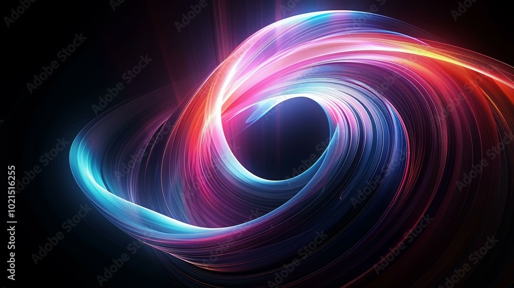 Poster colorful 3d rendering of a glowing spiral