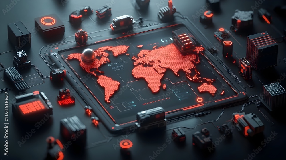 Aufkleber futuristic ai powered technology optimizing international delivery and export import a global networ