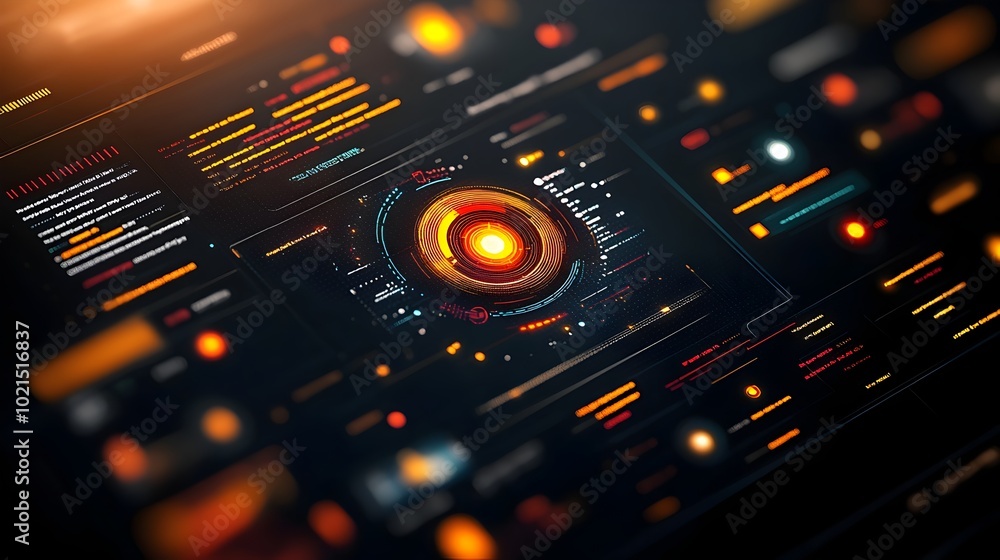 Poster breathtaking futuristic technology background featuring an intricate hud display with sleek digital 