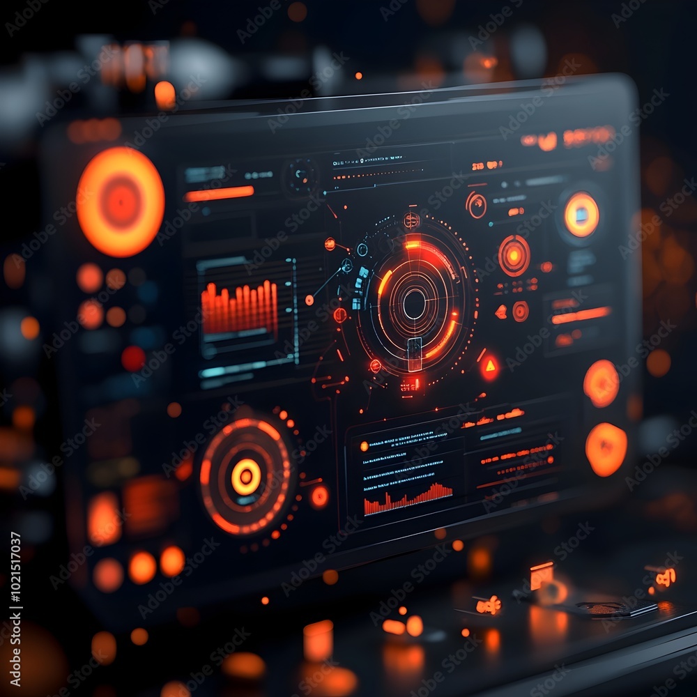 Poster captivating futuristic technological backdrop with holographic user interface and dynamic data visua