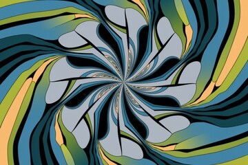 Abstract swirl pattern. Abstract swirl pattern design with blue, green, and black lines creating a mesmerizing and hypnotic visual effect.