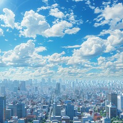Cityscape with a Beautiful Sky and Clouds