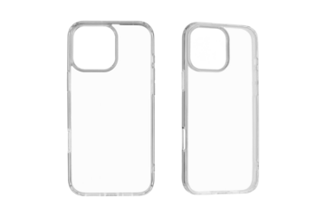 Set Transparent silicone case for latest model phone on isolated and white background close up