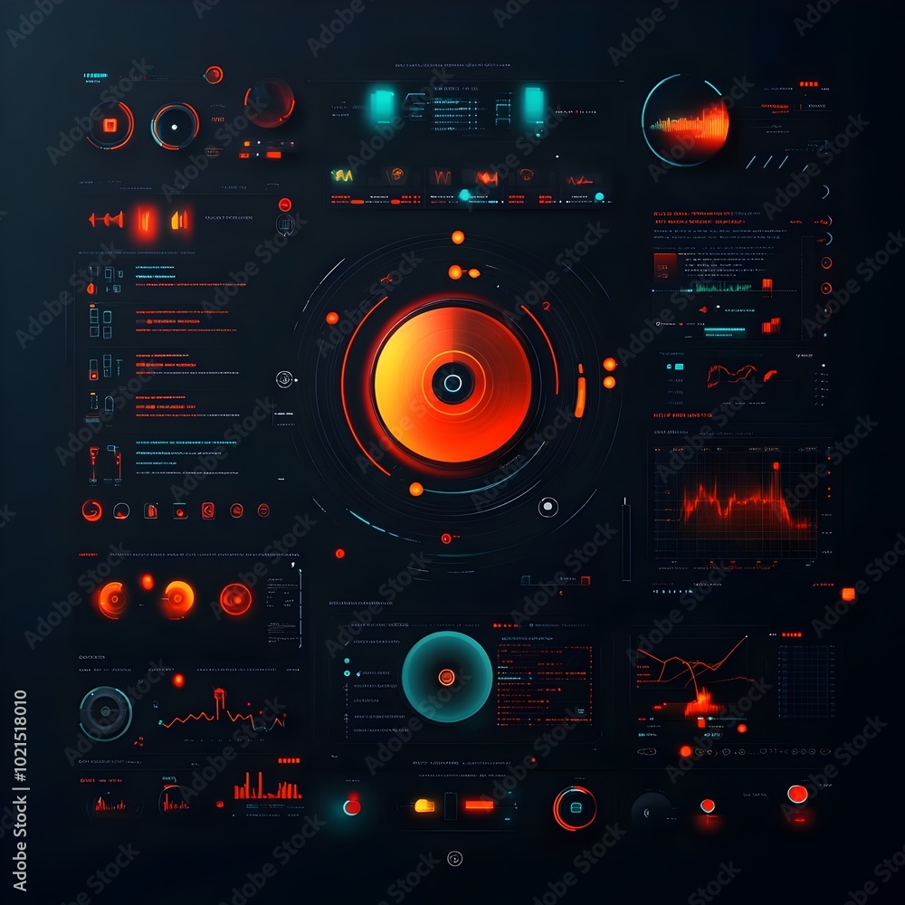 Poster sleek futuristic technology interface with clean digital data analytics visualization for advanced g