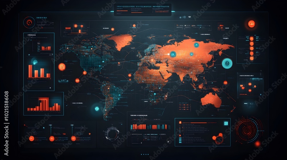 Poster cutting edge ai powered global logistics network displaying intricate supply chain routes container 