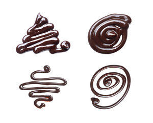 Set of four patterns painted with melted chocolate