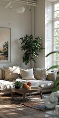 Modern Beige Living Room Interior Design