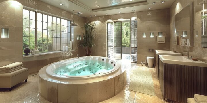 Luxury Spa Bathroom Interior Design Illustration