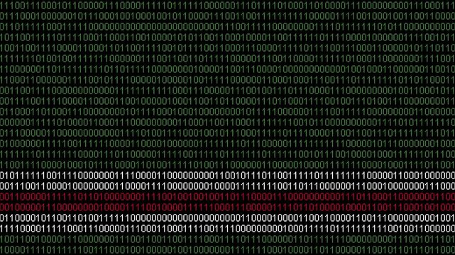 Binary code on flag of Chechen Republic of Ichkeria. Program source code or Hacker concept on Ichkerian flag. Chechen Republic of Ichkeria digital technology security, hacking or programming
