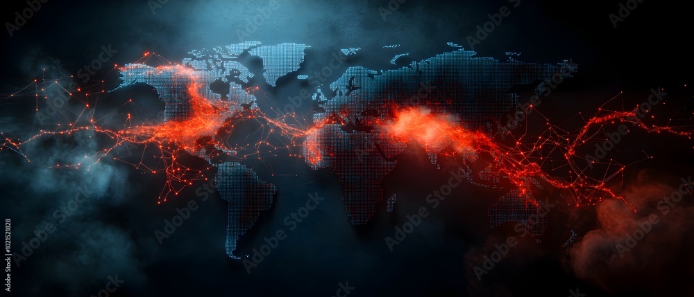Poster cutting edge ai powered digital platform visualizing complex global logistics networks and worldwide