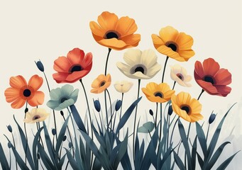 Obraz premium Vibrant Summer Garden of Poppy Flowers