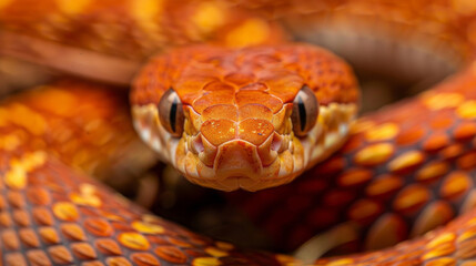 Fototapeta premium A close up of a snake's head with a brown and orange body