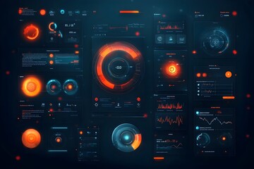 Fototapeta premium Sophisticated Futuristic User Interface Design Showcasing Dynamic HUD Display and Immersive Minimalist Game GUI Elements Representing Advanced Technology and Digital Innovation