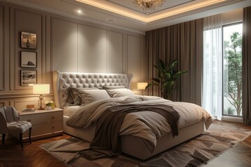 Elegant Bedroom Interior Design Illustration
