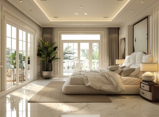 Fototapeta premium Luxury Modern Bedroom Interior Design Illustration
