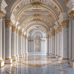 Fototapeta premium Majestic Palace Corridor with Exquisite Gold Details