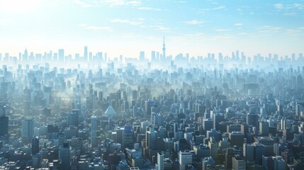 Aerial View of a Dense Urban Skyline