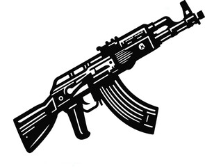 Gun silhouette on a white backing